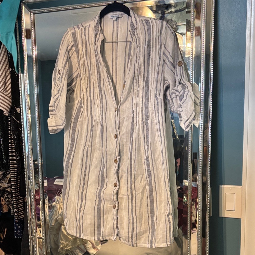 Striped Button-Down Shirt Dress